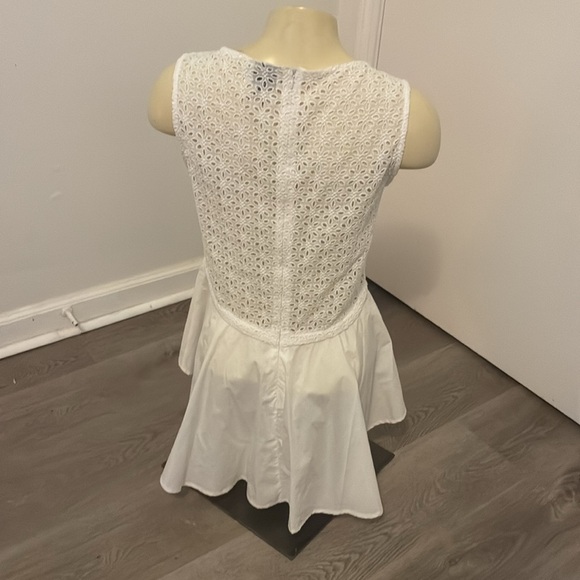 Anthropologie Eyelet Hi Low Empire Waist Blouse by HD in Paris White Size S - Picture 6 of 9